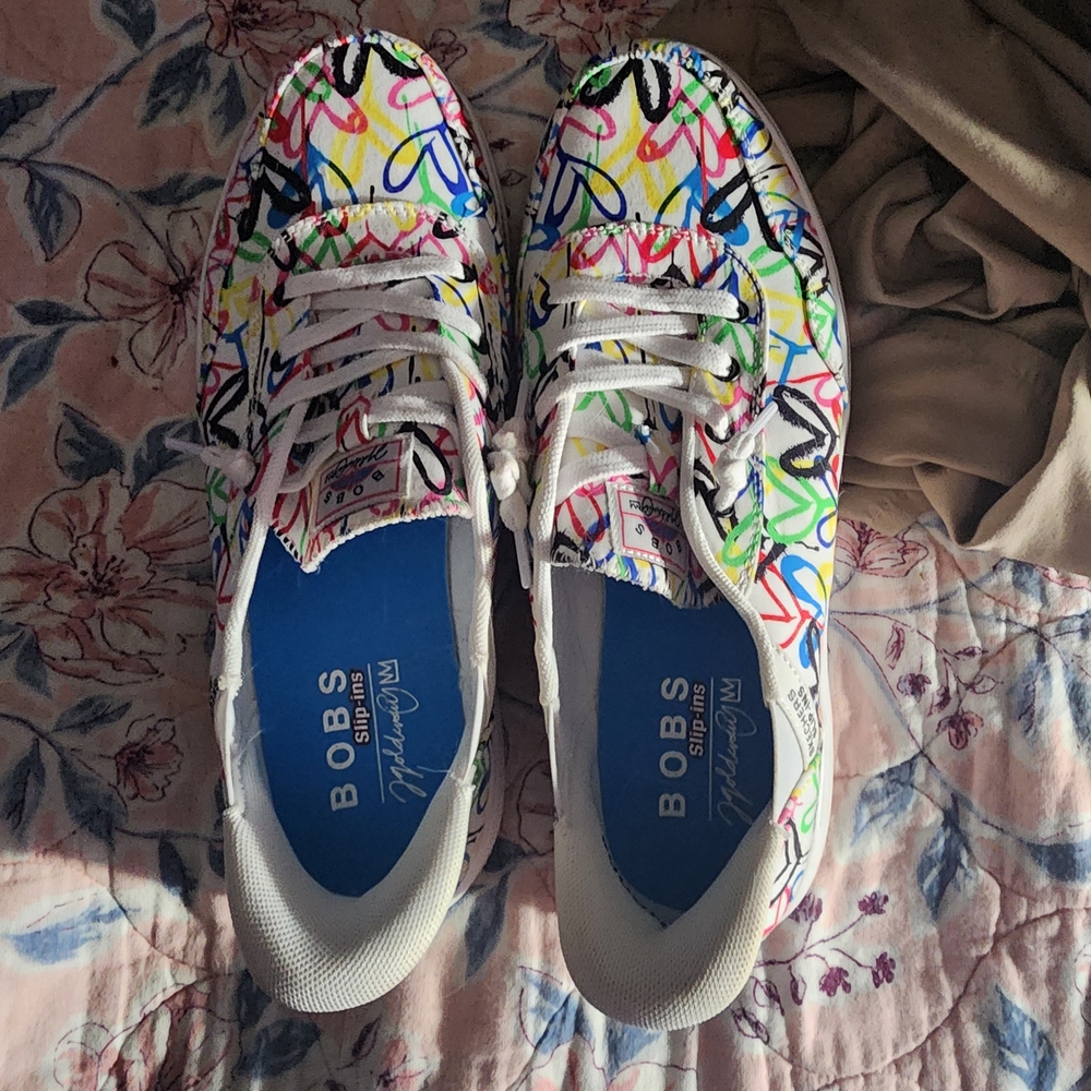 New BOBS Colorful Graffiti Slip On Sneakers